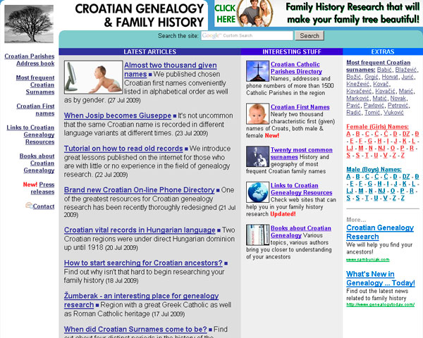 Croatian family history & genealogy web site