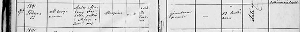 Preslike zapisa o rođenju i smrti jedinog Zagorkina djeteta – djevojčice Marije 22. kolovoza 1891. godine 