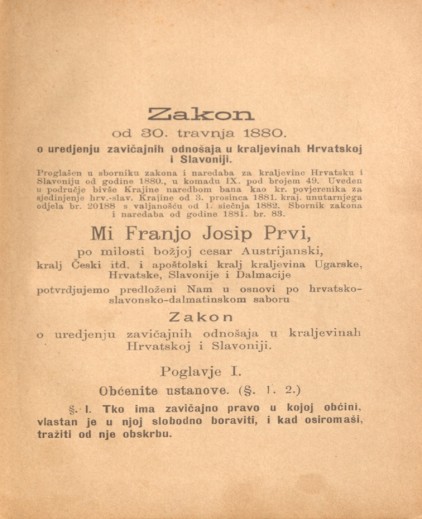 Zakon iz 1880. koji je općinske vlasti obvezao da vode precizne popise svojih žitelja