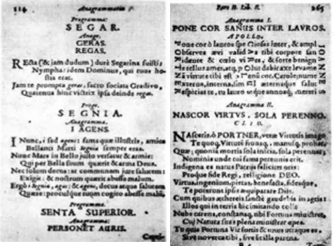 Među brojnim anagramima koje je objavio bio je i jedan posvećen rodnom mu Senju (lijevo), a u jednome, posvećenom nekom Ivanu Portneru, poigrao se i s vlastitim imenom i prezimenom prikazanim u premetaljci (Pone Cor Sanus Inter Lavros daje Paulus Ritter Segniensis (preuzeto iz članka S. Peleha "Vitezovićev prilog zagonetaštvu" u Senjskom zborniku Vol. 5, No. 1, 1973.) 